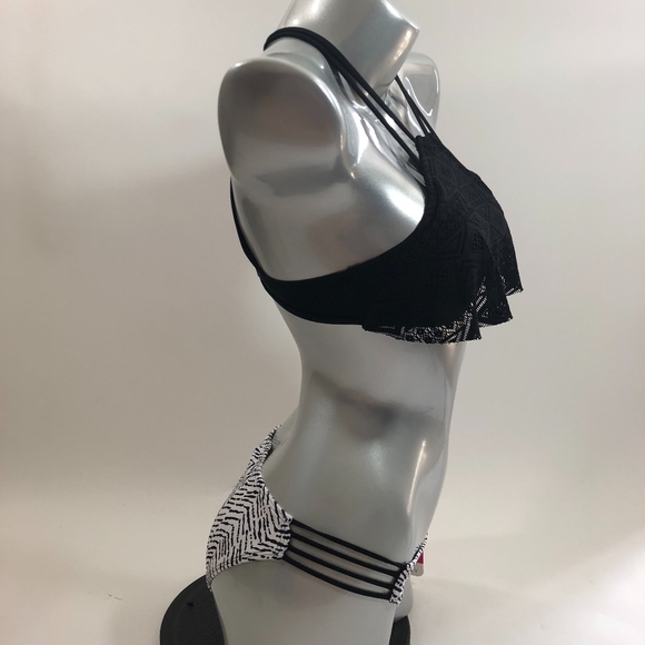 Hula Honey Womens Two Piece Swimsuit Black White - Picture 5 of 5